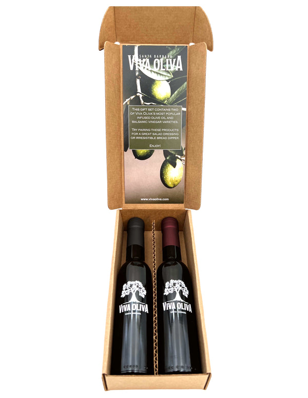 Two 200ml Gift Set Basil Infused Olive Oil and Black Mission Fig